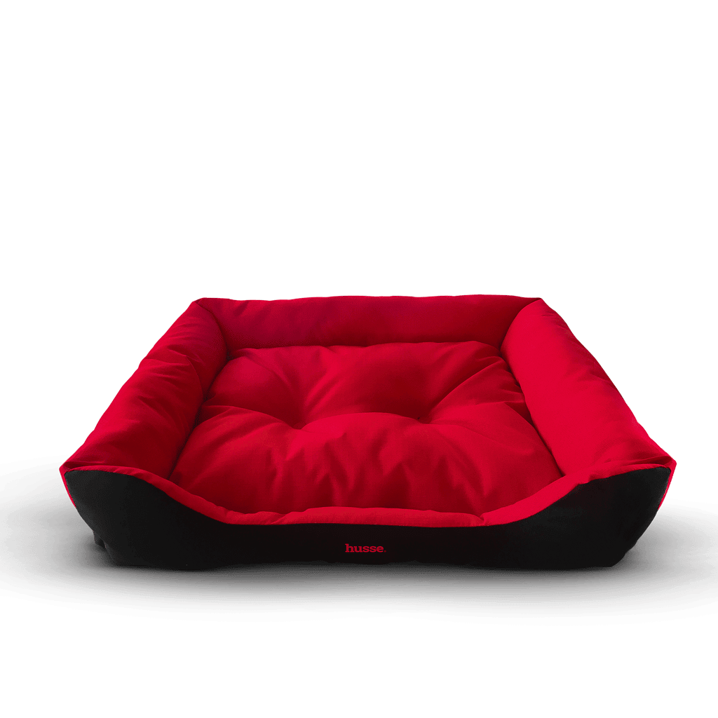 Paus, rot L | Rechteckiges Kuschelbett für große Haustiere