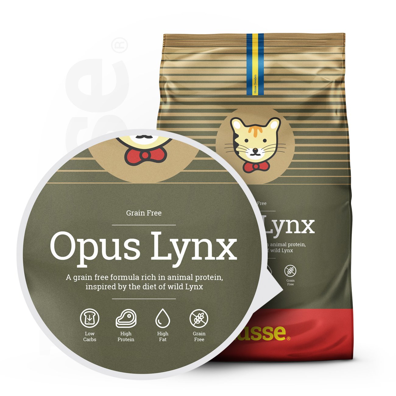 Opus Lynx 2 kg | Getreidefreie Kroketten für Katzen mit empfindlicher Haut & Magen