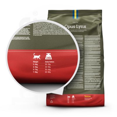 Opus Lynx 2 kg | Getreidefreie Kroketten für Katzen mit empfindlicher Haut & Magen