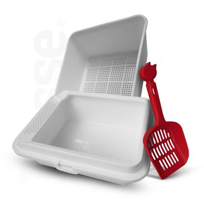 Katzentoilette mit Innengitter & Schaufel: 1 Einheit