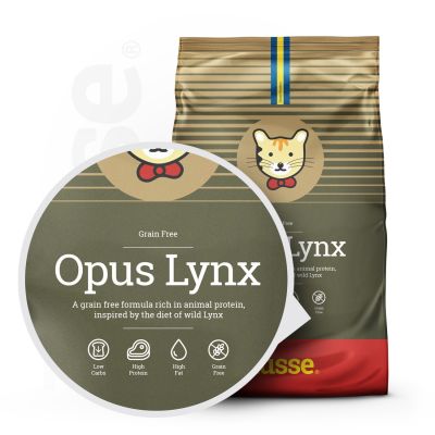 Opus Lynx 2 kg | Getreidefreie Kroketten für Katzen mit empfindlicher Haut & Magen